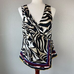 NWT INC International Concepts Tiger Print Blouse Size M